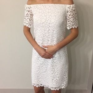 Off the shoulder white lace dress